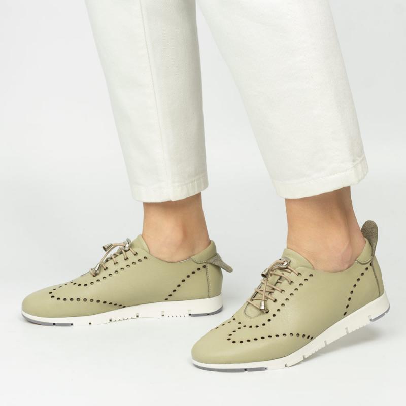 Pantofi sport dama piele naturala DiAmanti Roberta verzi cu gri